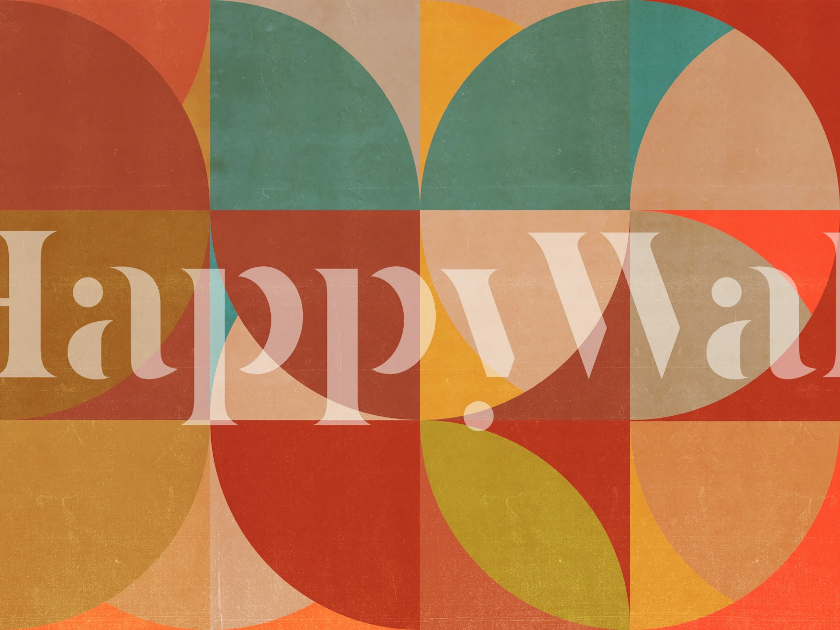 Mid Century Bauhaus Geo Vibrant tapet i et rum