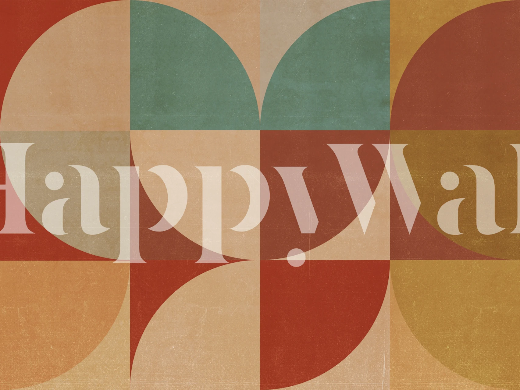 Mid Century Bauhaus Modern Geometry wallpaper in a room