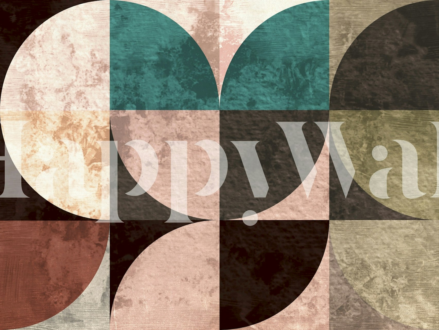 Mid Century Bauhaus wallpaper design v místnosti