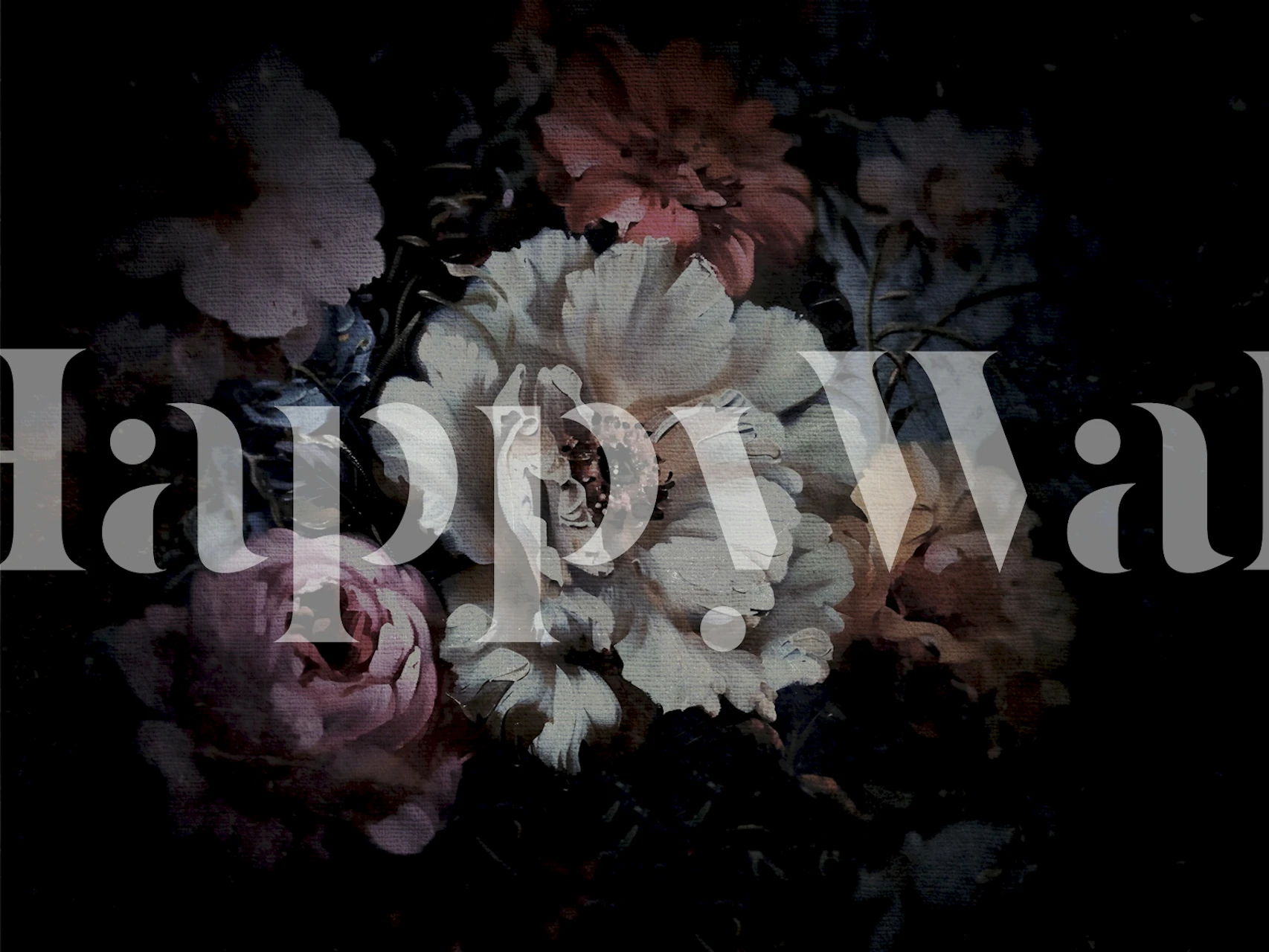 Moody Midnight Floral wallpaper displayed in a room