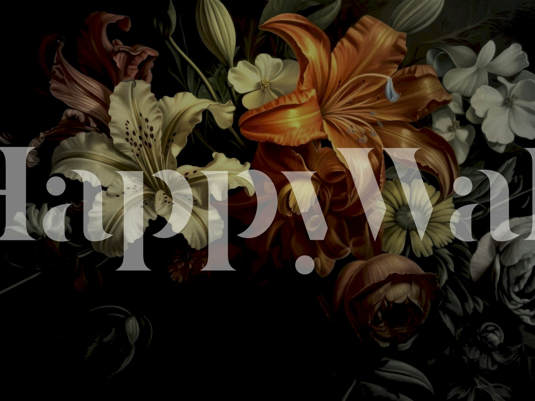 Old Moody Night Garden Floral wallpaper design