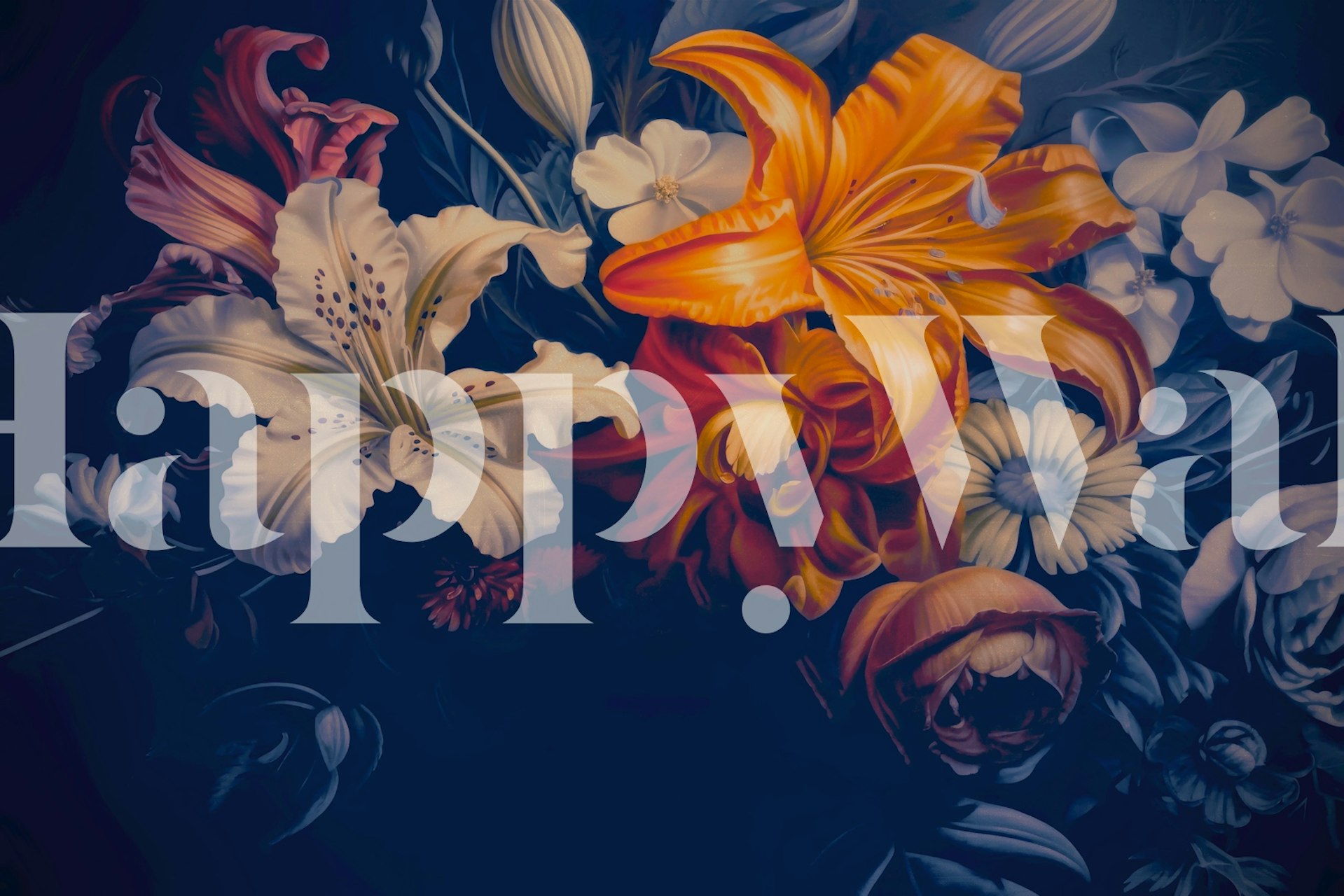 Old Moody Night Garden Floral wzór tapet