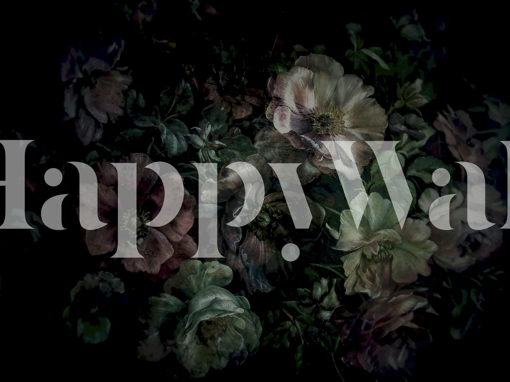 Dark floral wallpaper with muted flowers and leaves