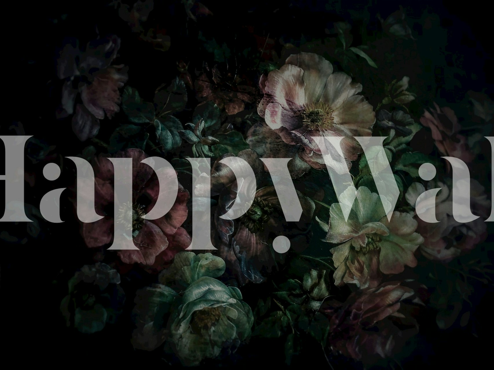 Dark floral wallpaper with muted flowers and leaves