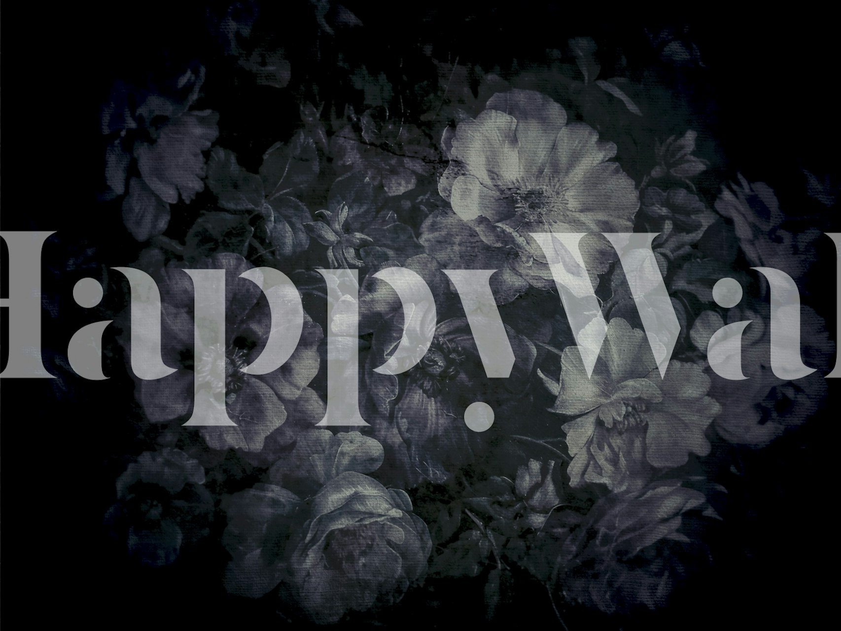 Monochrome floral pattern with dark tones wallpaper