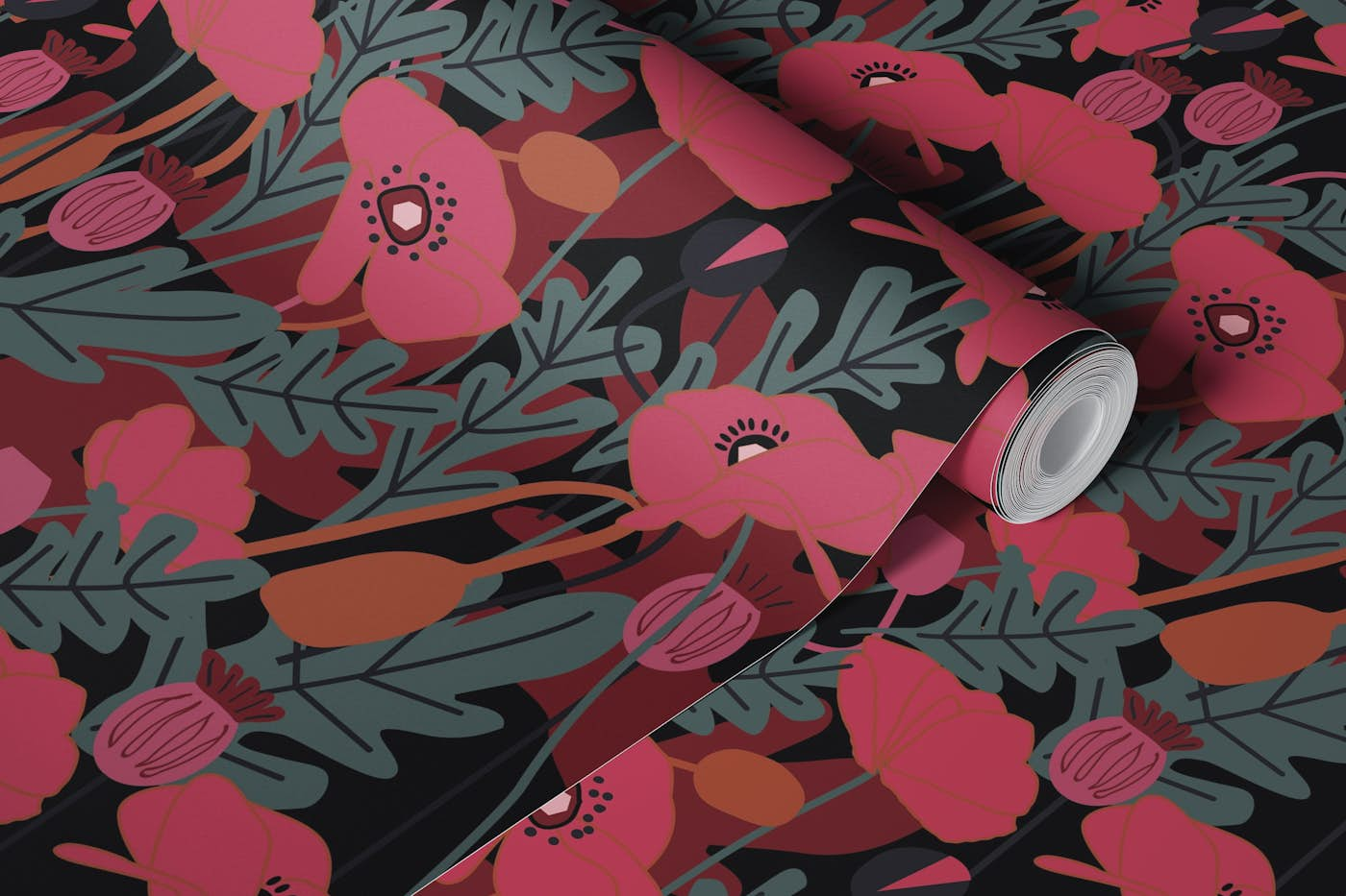 Cali Poppy wallpaper roll