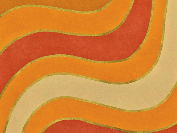 Wavy Watercolor Organic Summer Waves Orange