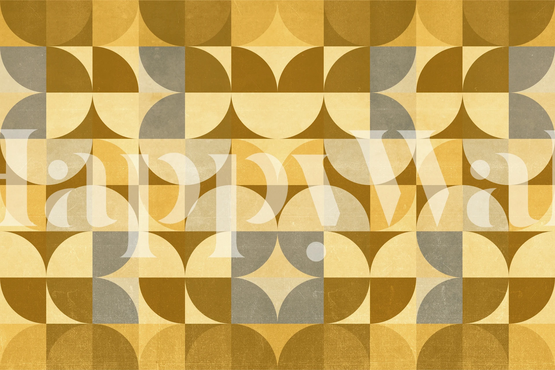 Geometric pattern with mustard, beige, and gray tones wallpaper