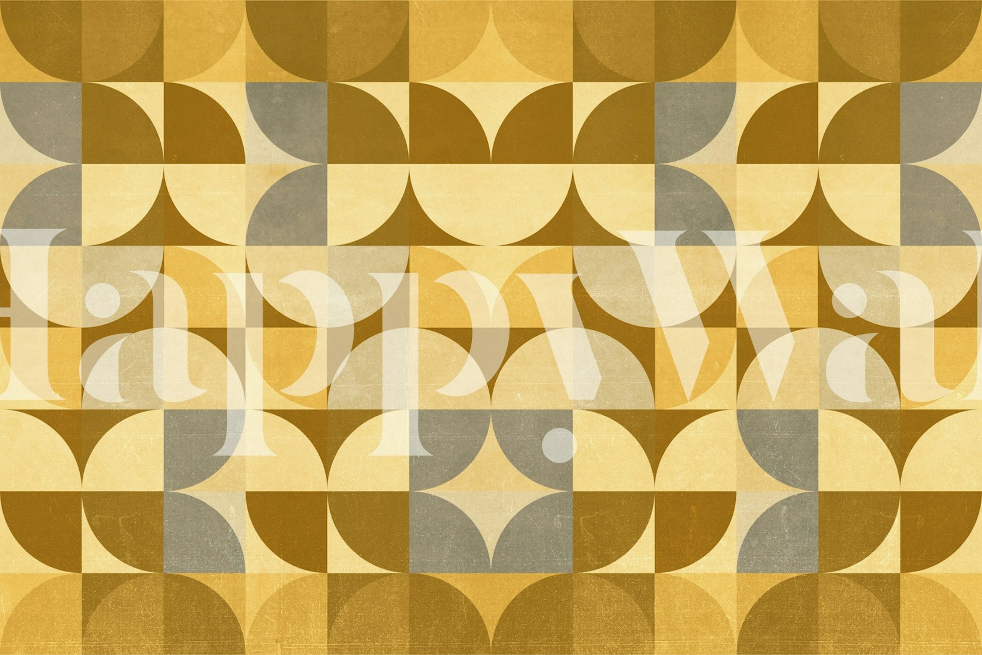 Mosterd Bauhaus Geometry fotobehang met abstracte geometrische vormen