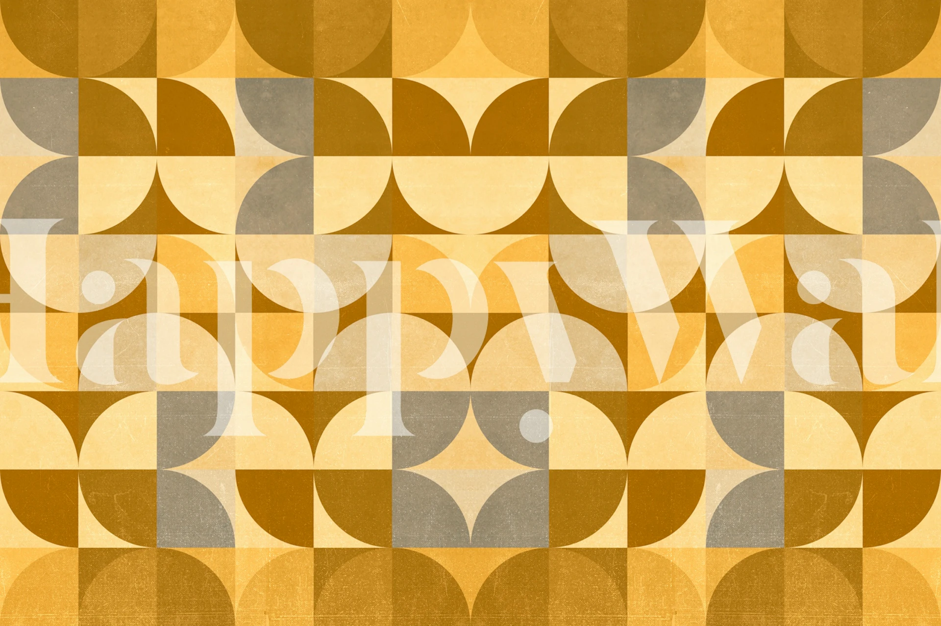 Musztardowa fototapeta Bauhaus Geometria z abstrakcyjnymi geometrycznymi kształtami