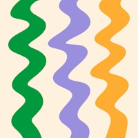 Squiggly lines - green, violet and yellow behang