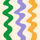 Squiggly lines - green, violet and yellow