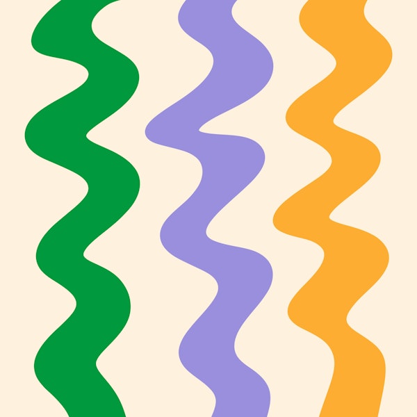 Squiggly lines - green, violet and yellow