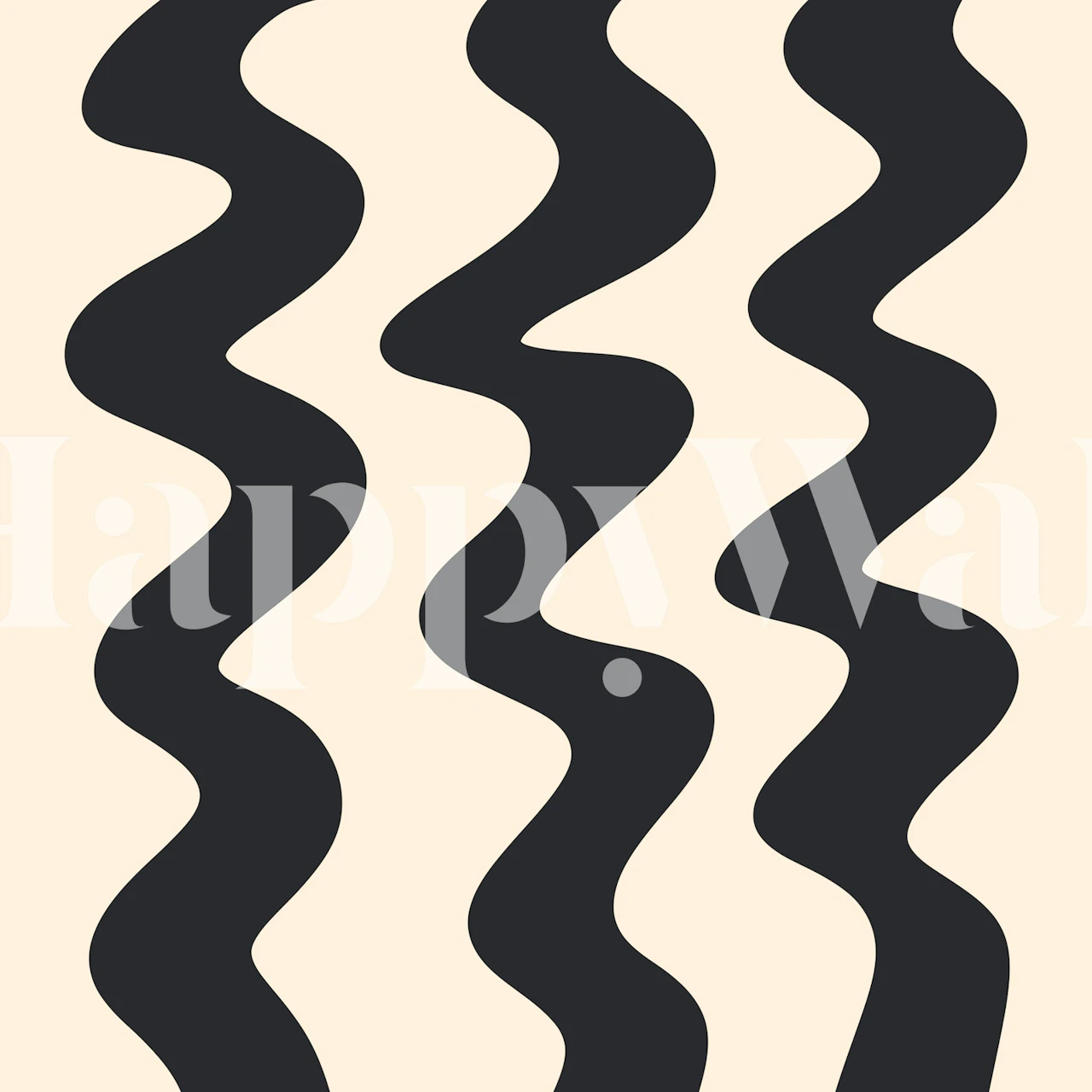Monochrome squiggly lines wallpaper in a room