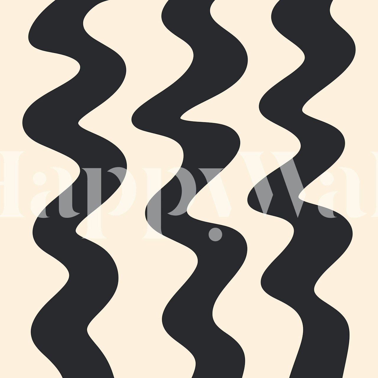 Monochrome squiggly lines wallpaper in a room