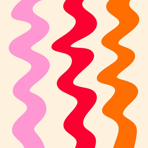 Squiggly lines - pink,red, and orange