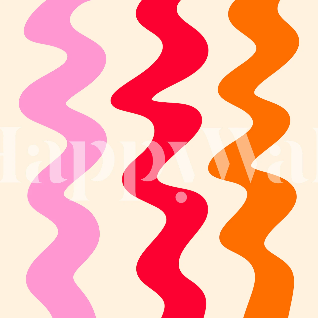 Abstracte golvende lijnen in roze, rood en oranje wallpaper