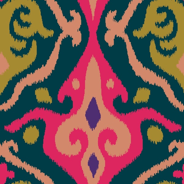 JAVA Boho Ikat Woven Texture Large Pink Green