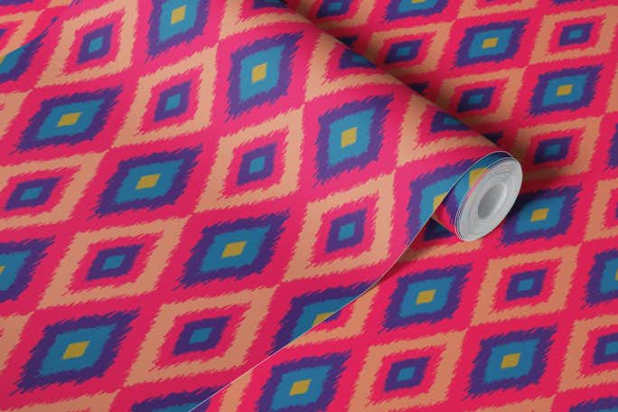 DIAMOND IKAT Boho Woven Exotic Pink Purplewallpaper roll