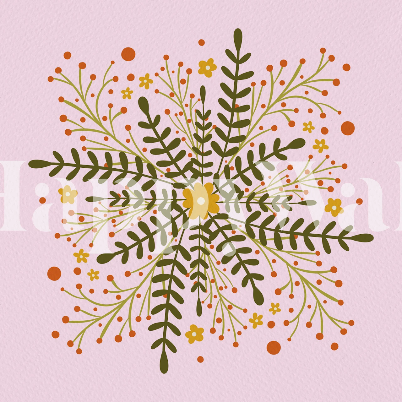 Circular simple flowers wallpaper design