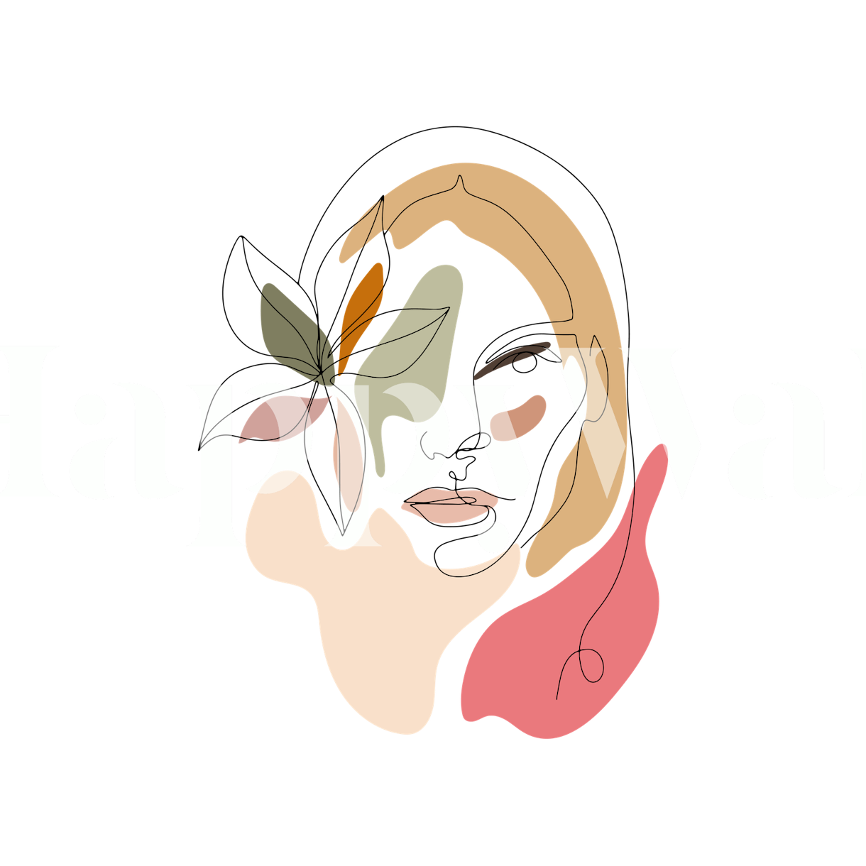 Line Art Woman With Flowers 4 Wallpaper Happywall