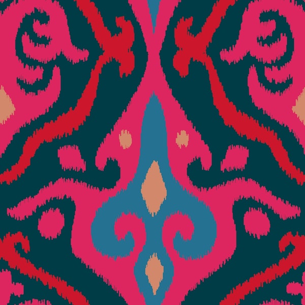 JAVA Boho Ikat Woven Texture Small Pink Blue