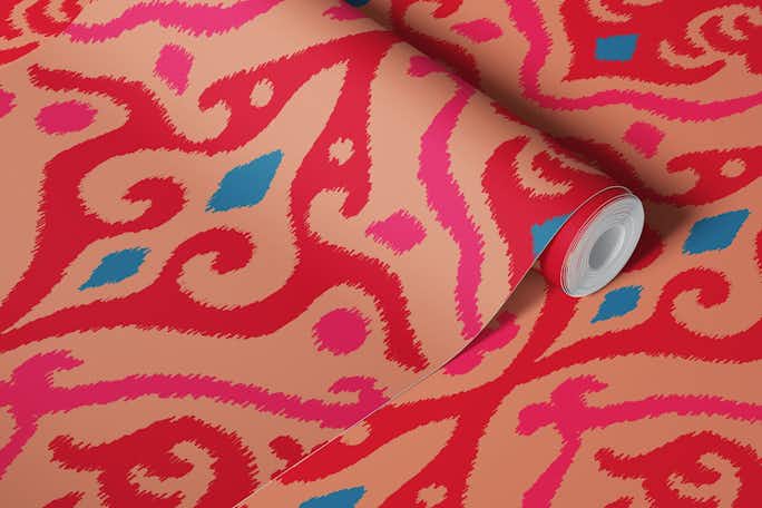 JAVA Boho Ikat Woven Texture Large Red Sandwallpaper roll