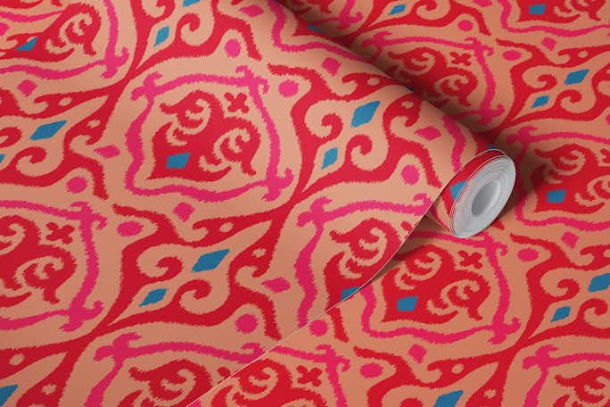 JAVA Boho Ikat Woven Texture Small Red Sandwallpaper roll
