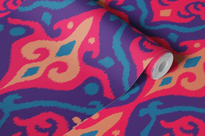 JAVA Boho Ikat Woven Texture Large Purplewallpaper roll