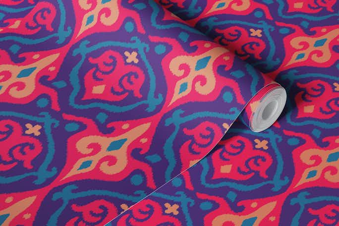 JAVA Boho Ikat Woven Texture Small Purplewallpaper roll