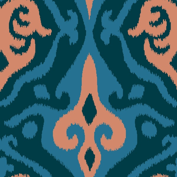 JAVA Boho Ikat Woven Texture Small Blue Teal