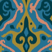 JAVA Boho Ikat Woven Texture Large Green Blue tapete