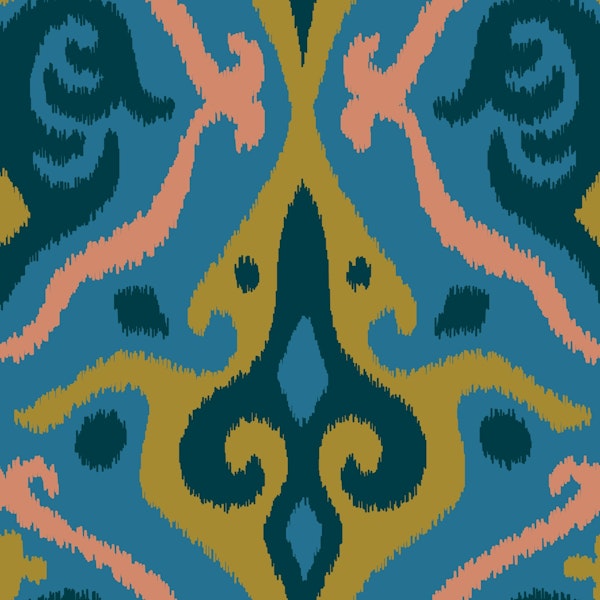 JAVA Boho Ikat Woven Texture Small Green Blue