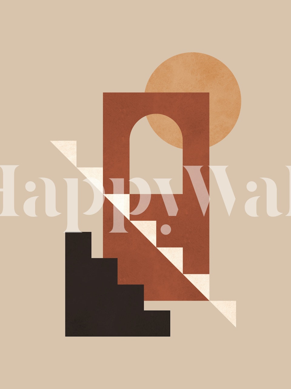 Geometric shapes in earthy tones, beige background wallpaper