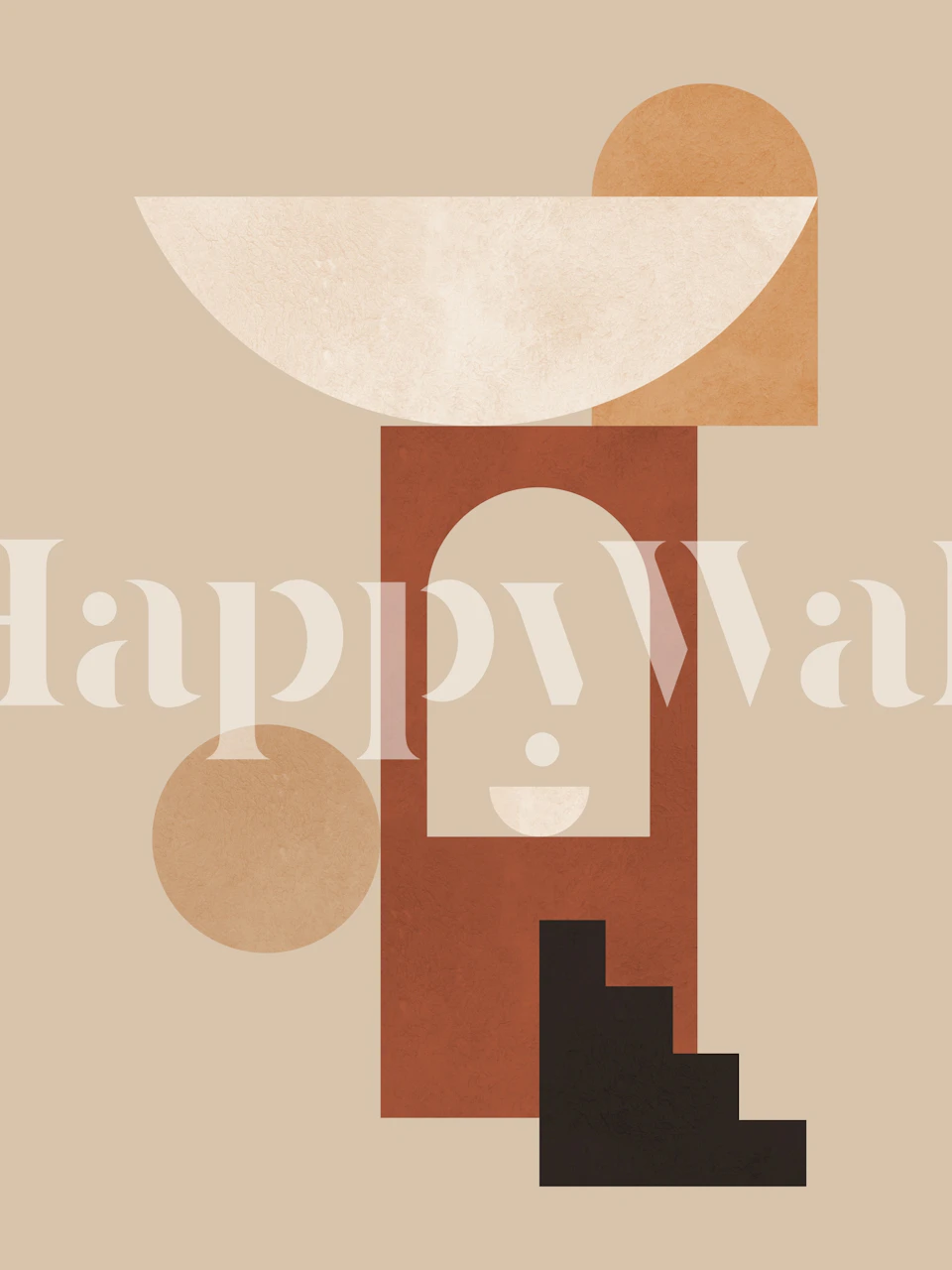 Architectural Composition 2 abstract wall mural featuring geometric shapes in earth tones