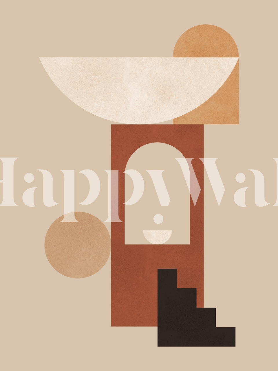 Architectural Composition 2 abstract wall mural featuring geometric shapes in earth tones