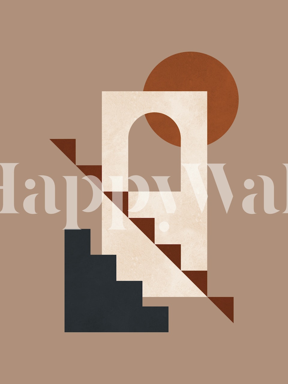 Geometric shapes in brown, beige, and black wallpaper