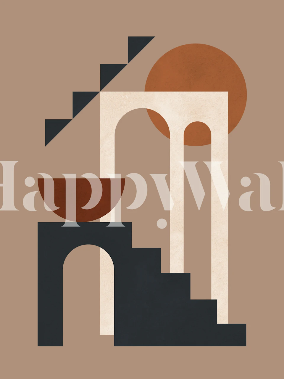 Architectural composition wallpaper in a room