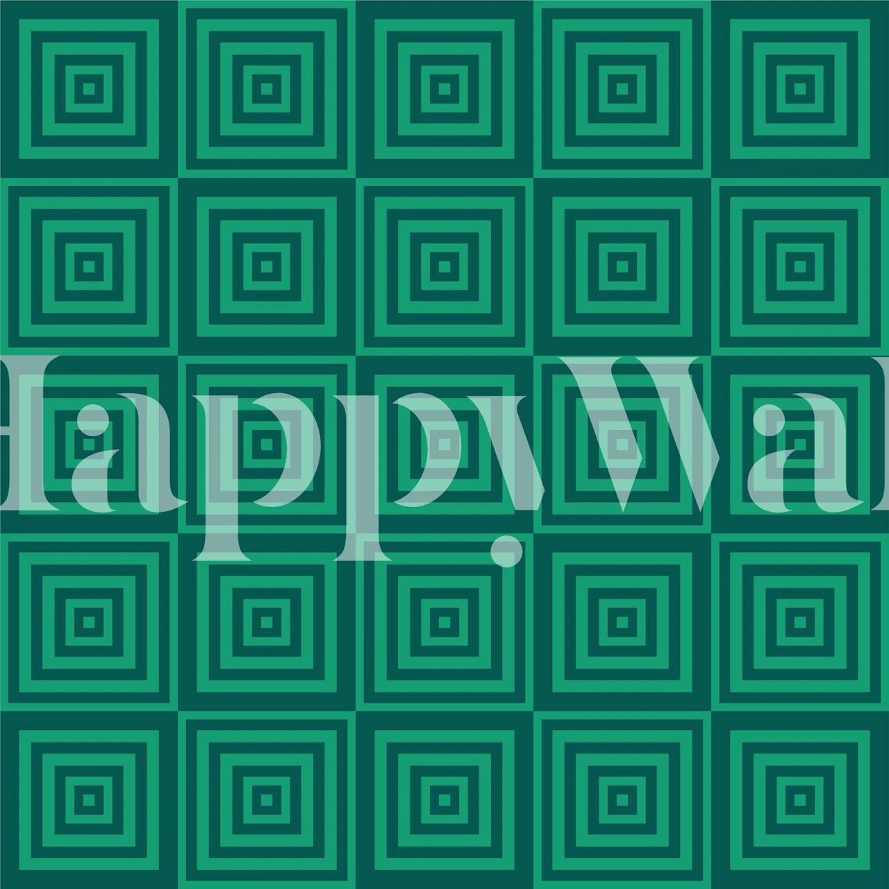 Green geometric square pattern wallpaper