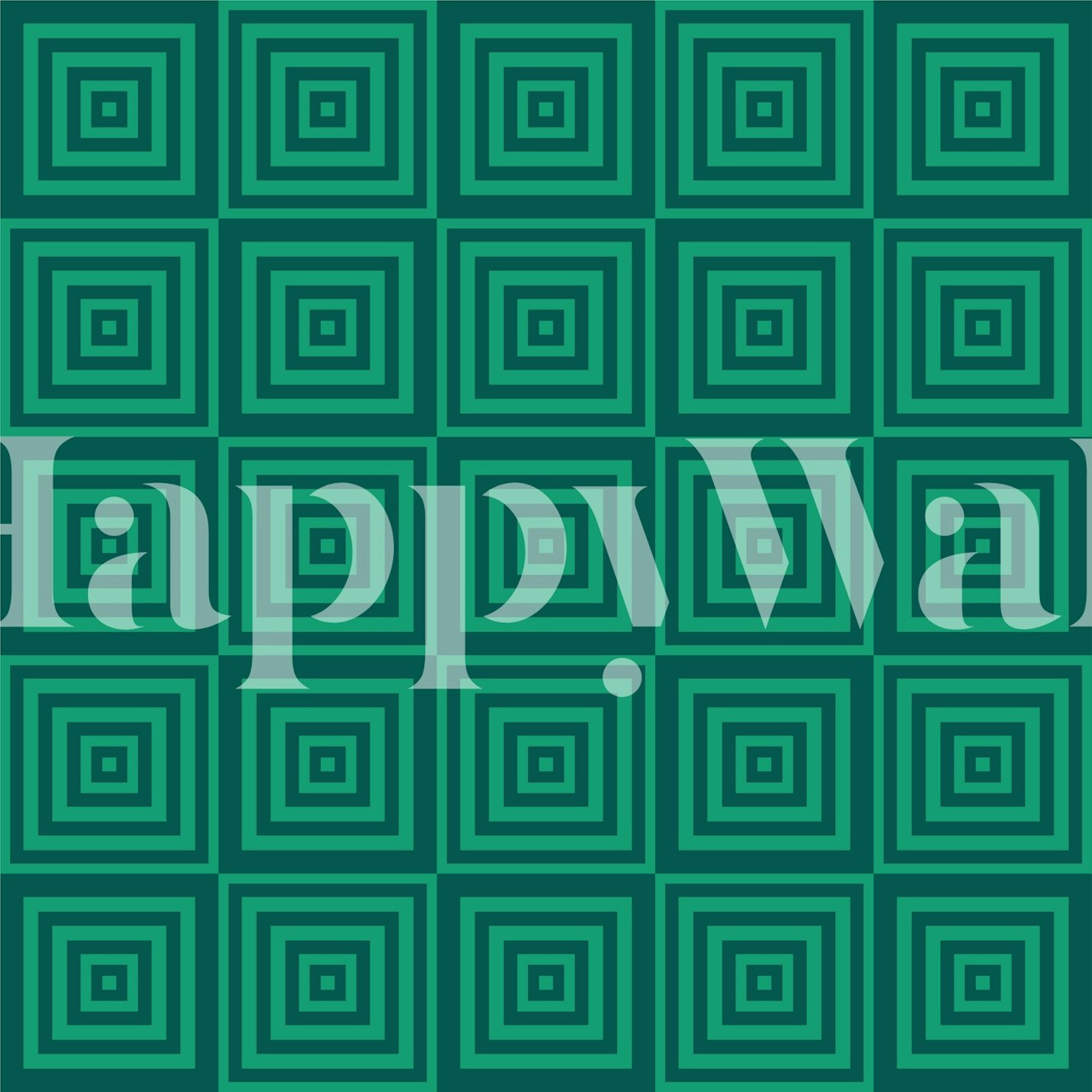 Green geometric square pattern wallpaper