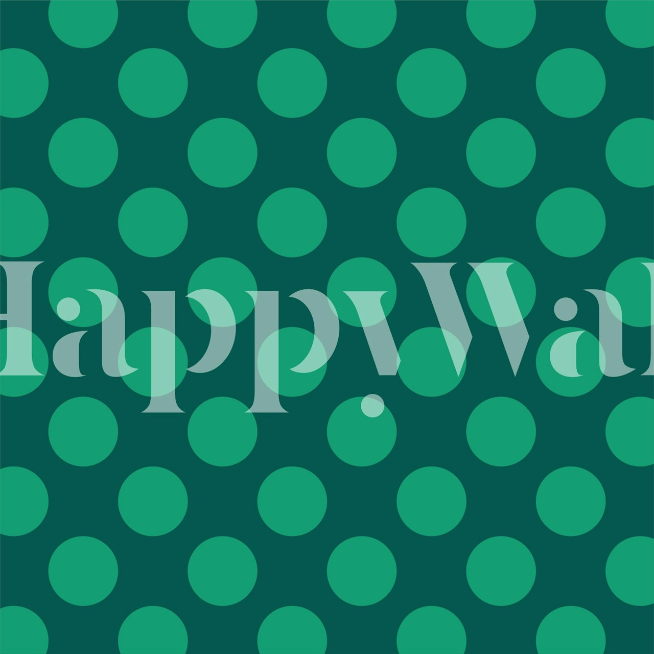 Dark green wall mural with jade polka dots for home decor