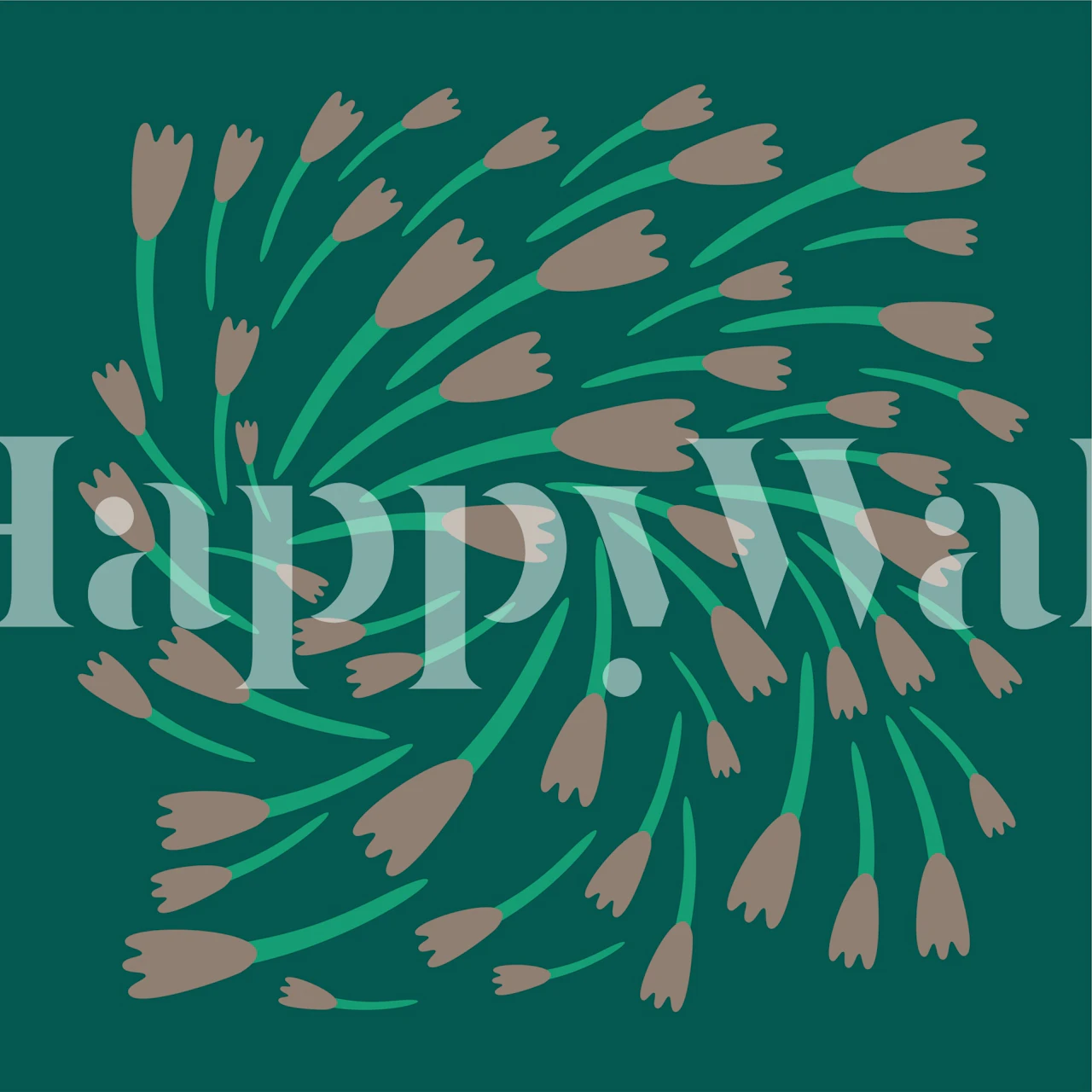 Turning flowers wallpaper in a room setting