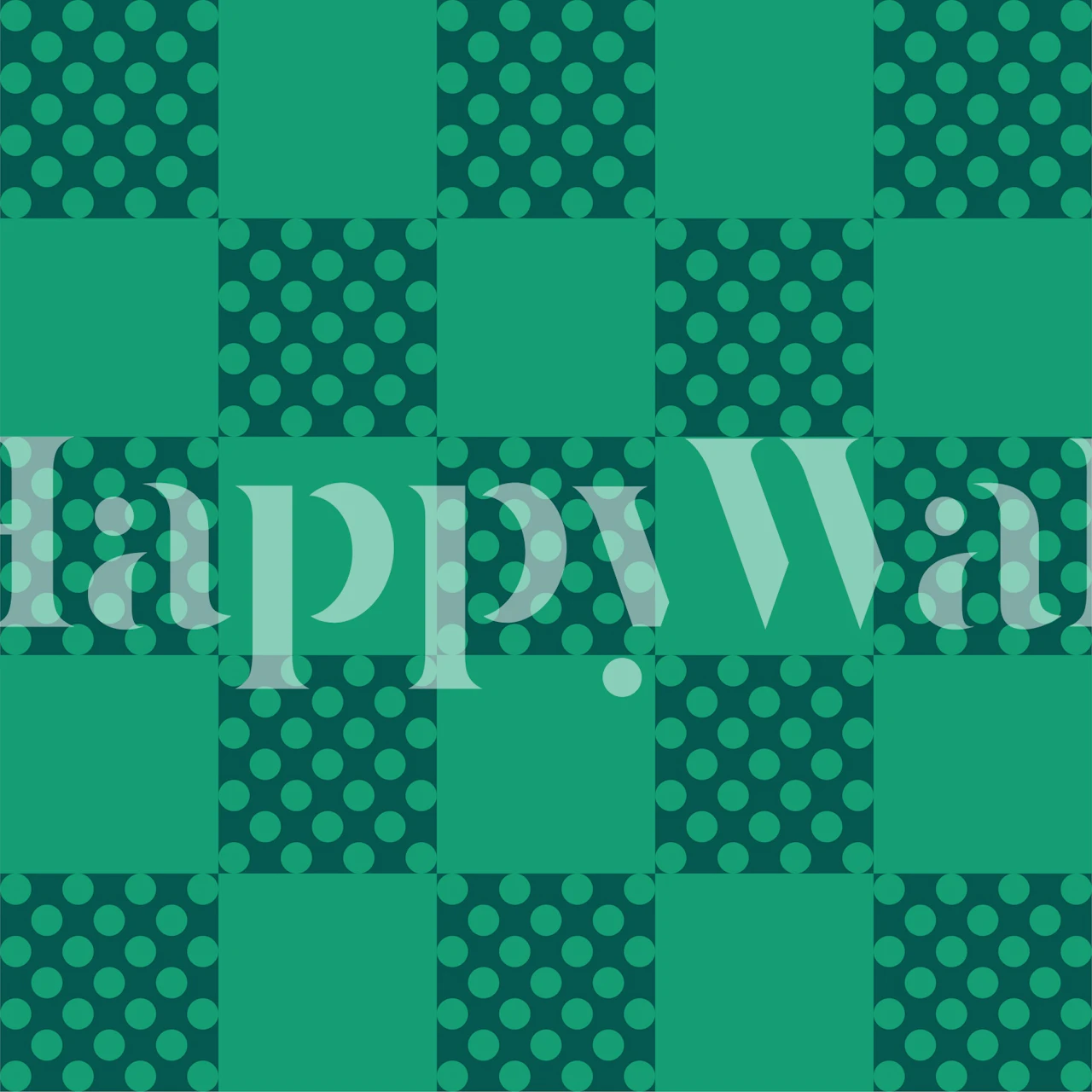 Green Abstract Square and Polka Dots Pattern Wall Mural