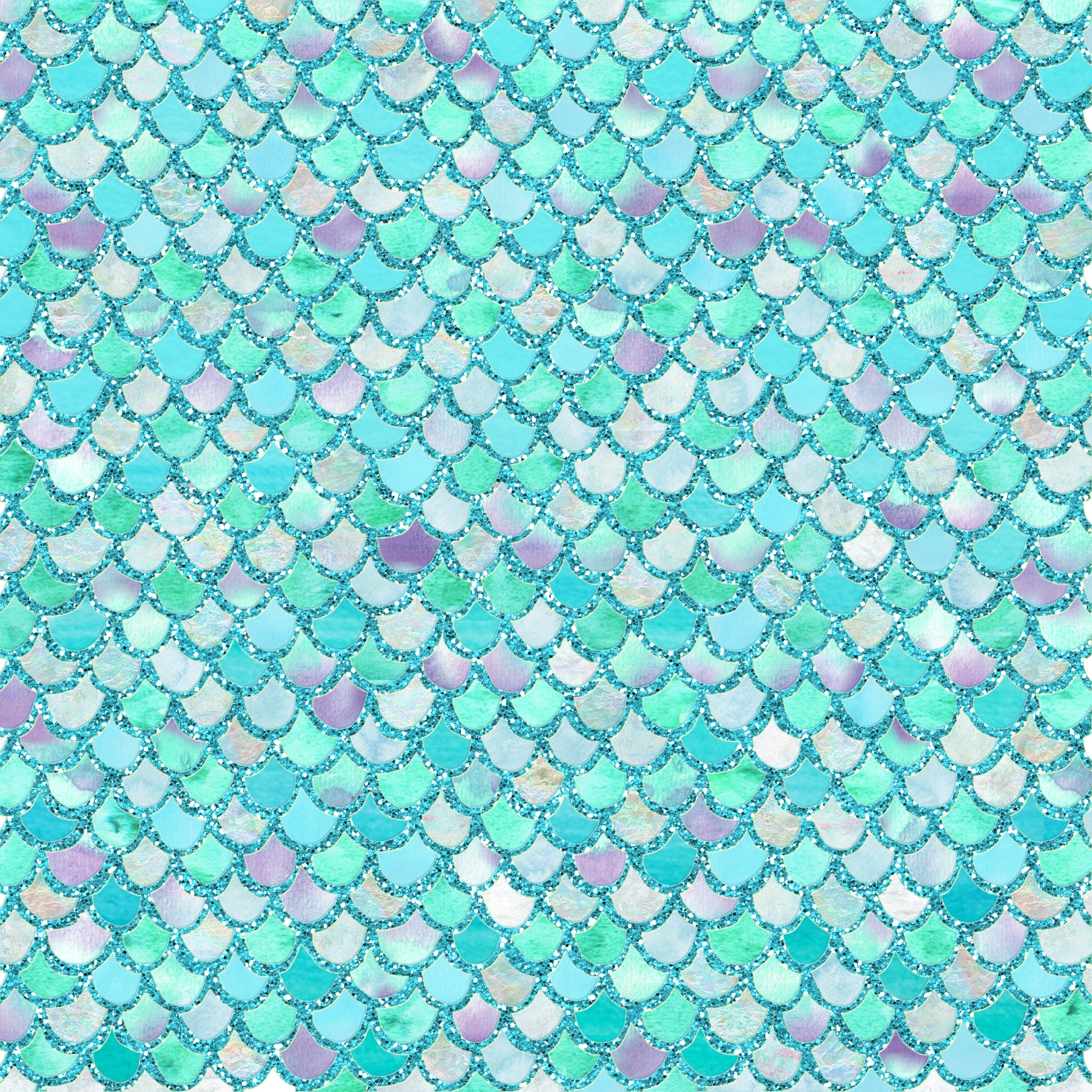 Teal Glitter Mermaid Scales Wallpaper - Buy Online at Happywall