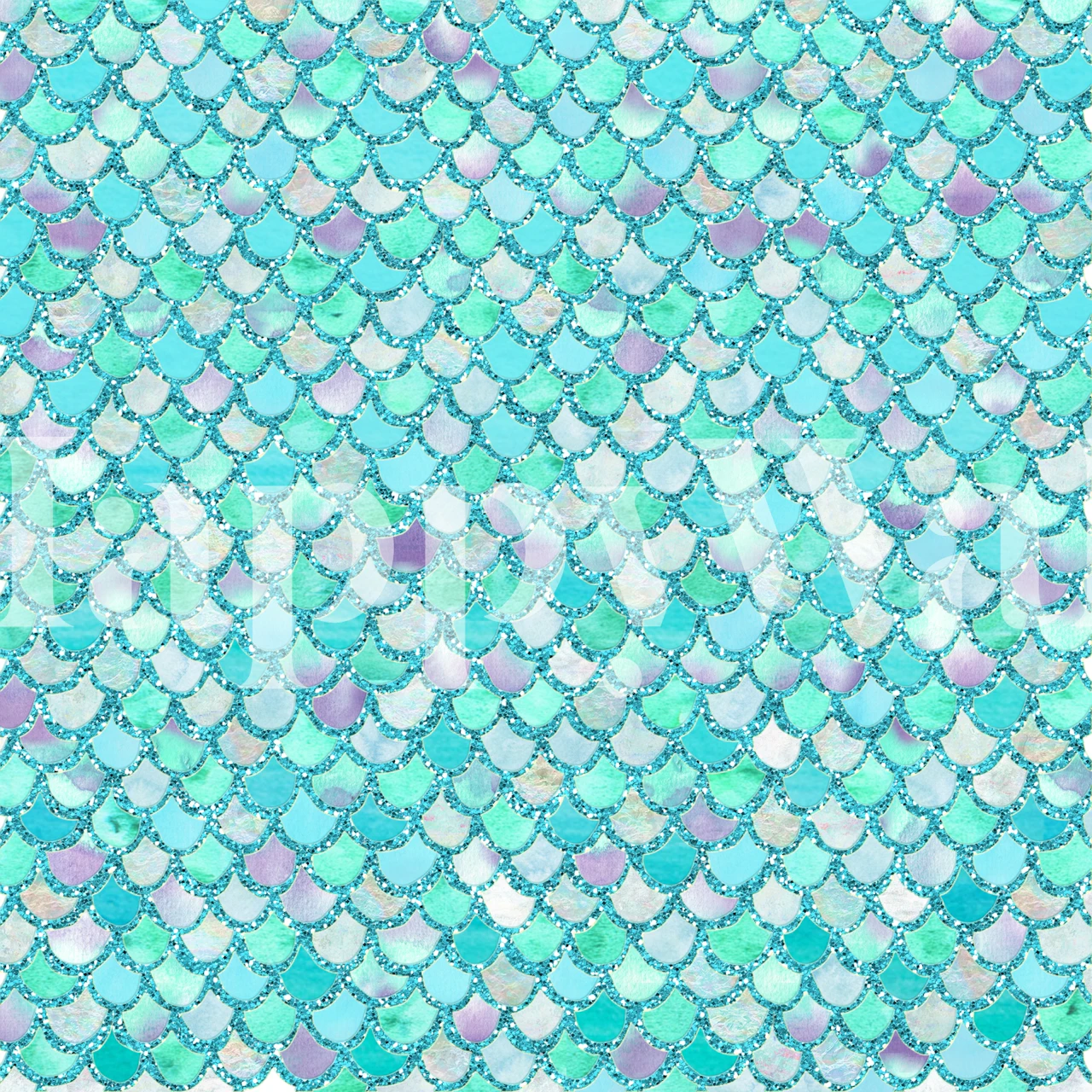 Teal Glitter Mermaid Scales tapet med iriserande vattenmönster