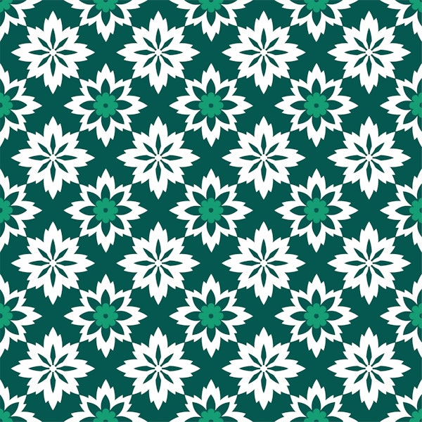 Morrocan abstract floral pattern forest green