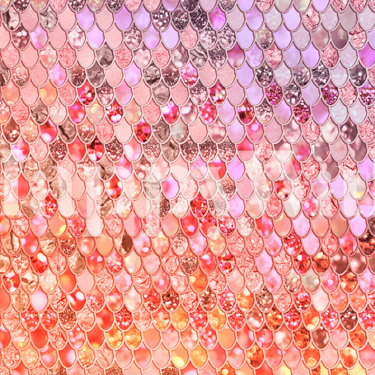 Pink metal mermaid scales pattern wallpaper