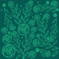Dark forest green handdrawn roses wallpaper