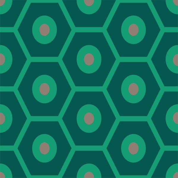 Forest green hexagon pattern dotted art