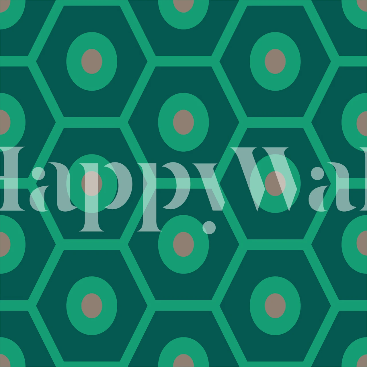 Forest green hexagon pattern wallpaper em um quarto